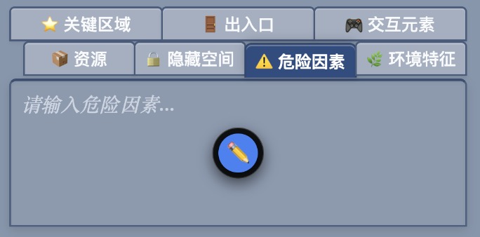 危险因素 Tab 编辑区