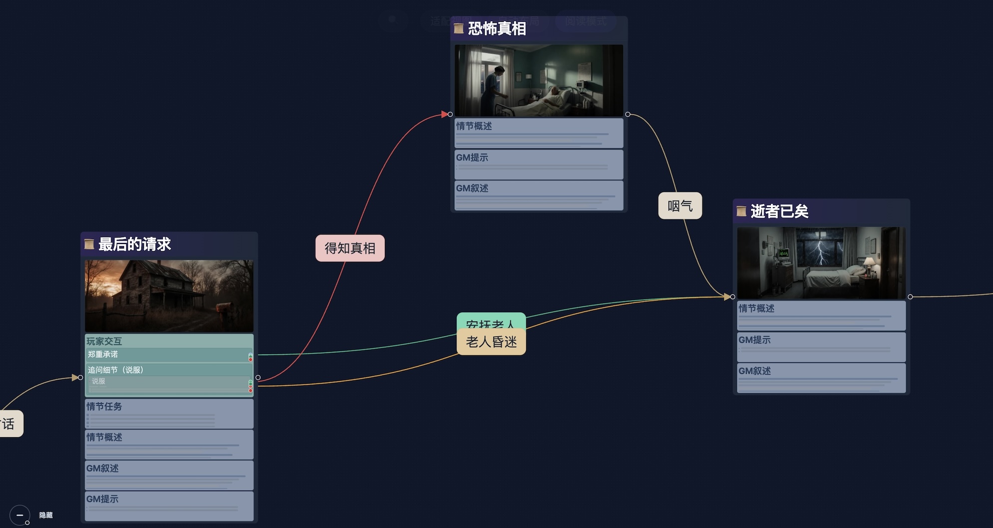 情节画布多出口连线